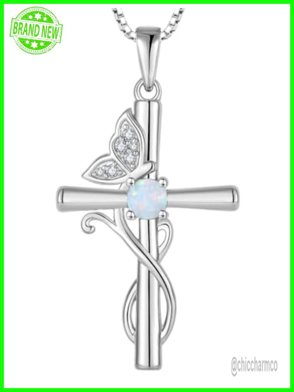 925 Sterling Silver Butterfly Cross Necklace Crucifix Pendant